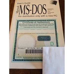 MS-DOS User's Guide Collectible Piece with COA